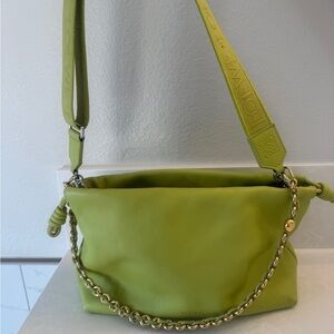 Medium Loewe Flamenco Anise Green Leather Shoulder Bag- Designer Purse
